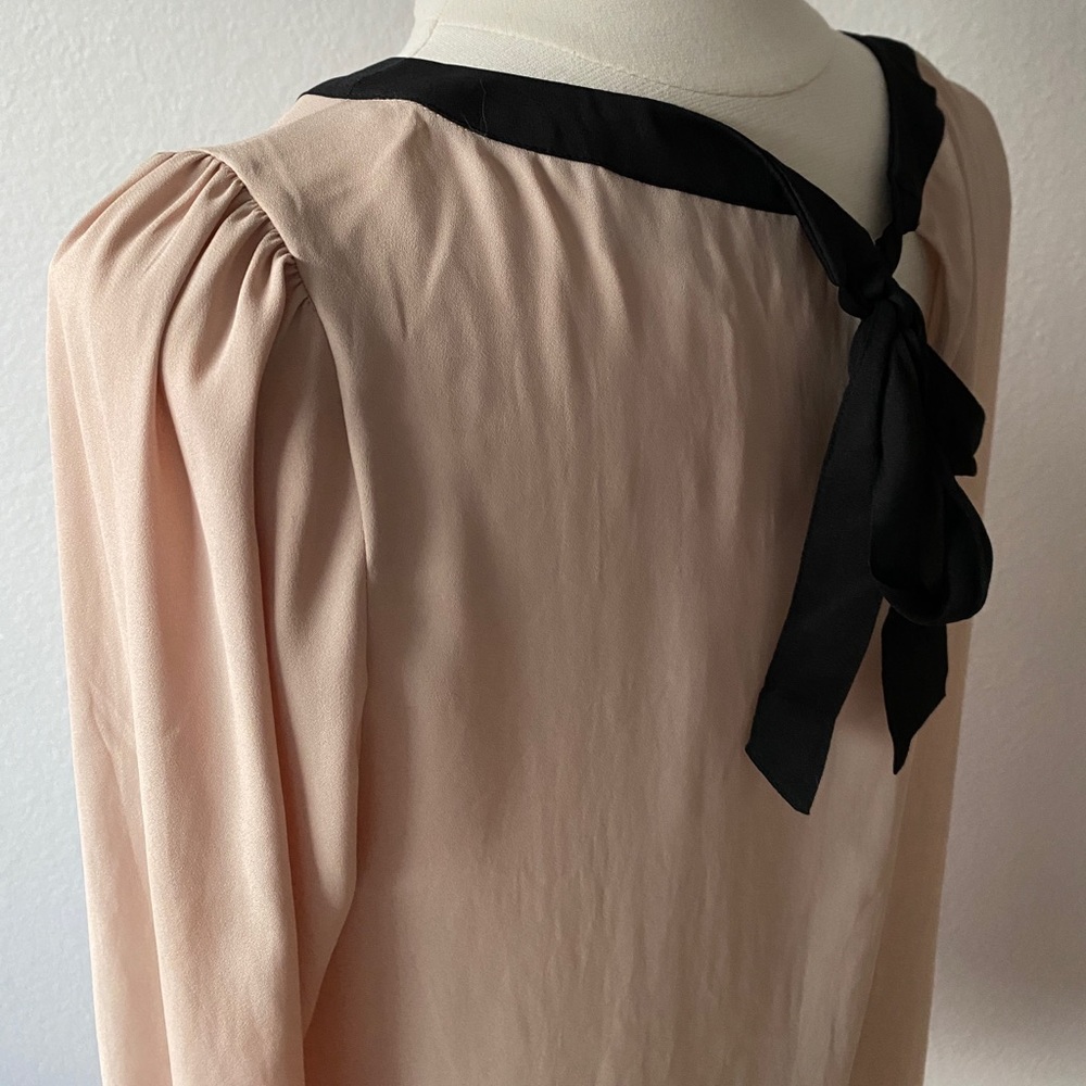 Loft Long Sleeve Blouse Beige & Black Top